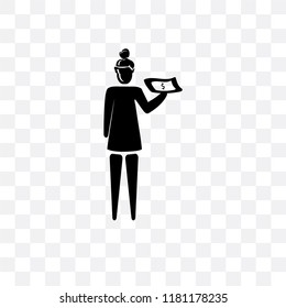 Woman with Dollar Bill vector icon isolated on transparent background, Woman with Dollar Bill logo concept
