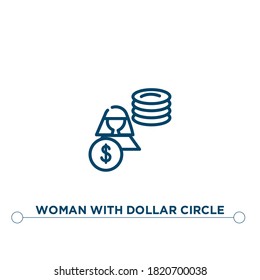 woman with dollar circle outline vector icon. simple element illustration. woman with dollar circle outline icon from editable business concept. can be used for web and mobile
