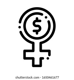 Woman Dollar Mark Icon Vector. Outline Woman Dollar Mark Sign. Isolated Contour Symbol Illustration