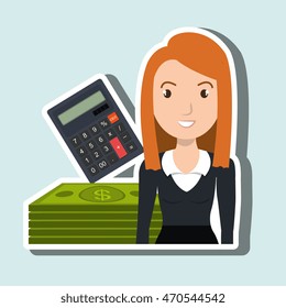 woman dollar money icon vector illustration graphic