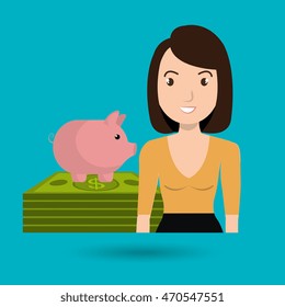 woman dollar money icon vector illustration graphic