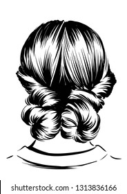 Woman with double bun hairstyle