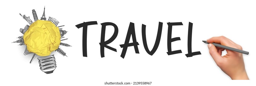 Woman drawing travel idea concept in vector format
