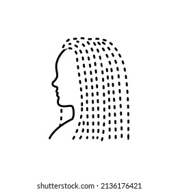 Woman dreadlocks color line icon. Beauty industry. Hairdresser service. Pictogram for web page, mobile app, promo.