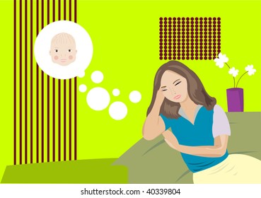 a woman dreaming about child