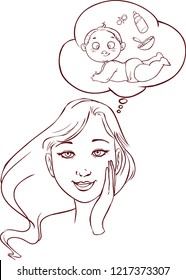 Woman dreaming about pregnancy baby 