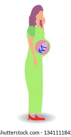 A woman dreams of a child. Pregnant woman dreaming of her baby
