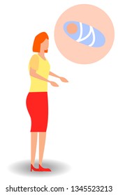 A woman dreams of a child. Pregnant woman dreaming of her baby