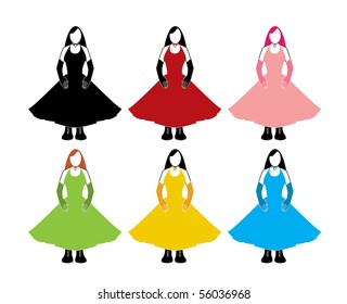 woman in dress with boots - vector