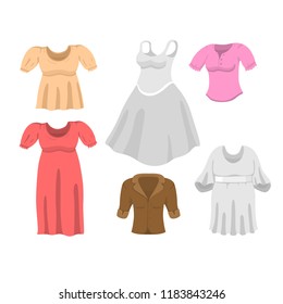 woman dress clothes vector set icon illustration