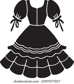 woman dress cute princess dress isolated icon vector illustration design  black and white