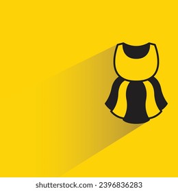 woman dress icon with shadow on yellow background