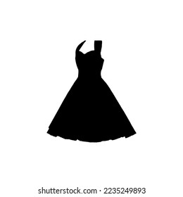 Woman dress icon. Simple style wedding dress rent poster background symbol. Woman dress brand logo design element. Woman dress t-shirt printing. vector for sticker.