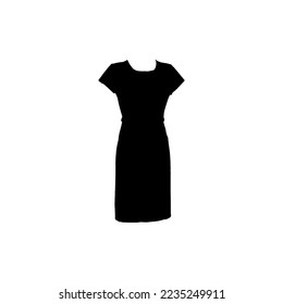 Woman dress icon. Simple style wedding dress rent poster background symbol. Woman dress brand logo design element. Woman dress t-shirt printing. vector for sticker.