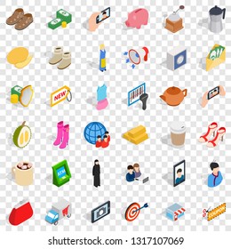 Woman dress icons set. Isometric style of 36 woman dress vector icons for web for any design