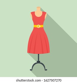 Woman dress on mannequin icon. Flat illustration of woman dress on mannequin vector icon for web design