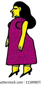 Woman in a dress of a pattern of circles