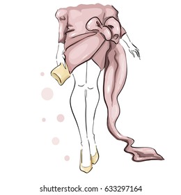 Woman dress and shoes. Fashion illustration