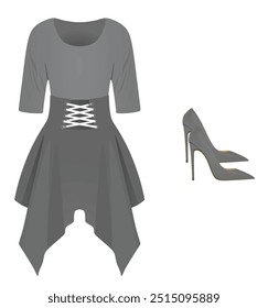  Woman dress and shoes. vector illustration