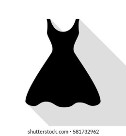 Woman dress sign. Black icon with flat style shadow path.
