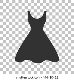 Woman dress sign. Dark gray icon on transparent background.