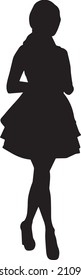 Woman in Dress Vector Black Silhouette 