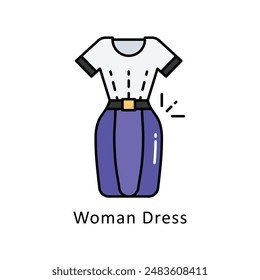 Woman Dress vector  Filled outline Design illustration. Symbol on White background EPS 10 File