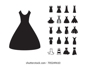 Woman Dress Vector Icon Isolated On White Background. Gown Symbol Collection