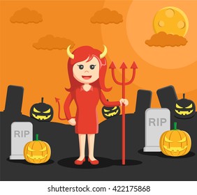 woman dressed as devil in halloween