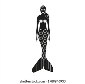 woman dressed as a mermaid. illustration for web and mobile design.