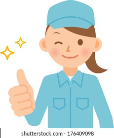 Woman dressed in work clothes