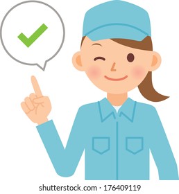 Woman dressed in work clothes