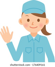 Woman dressed in work clothes