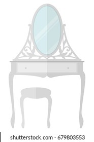 Woman dressing table. Flat design vector illustration.