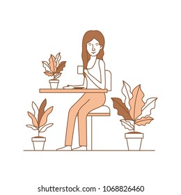 woman drink coffee in the garden