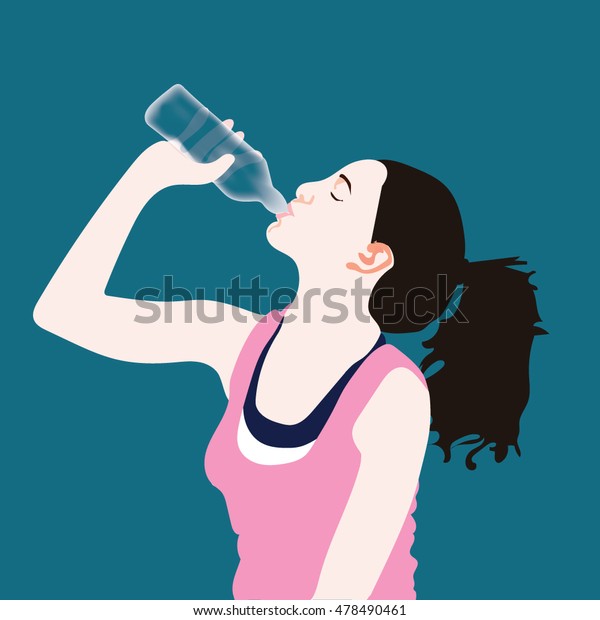 Woman Drink Water Stock Vector (Royalty Free) 478490461