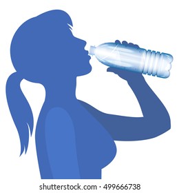Woman drink water. Concept of healthy lifestyle. Vector illustration