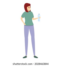 Woman drink water icon cartoon vector. Girl body. Person diet
