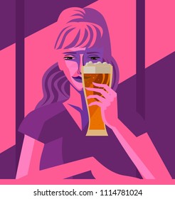 Woman Drinking Beer