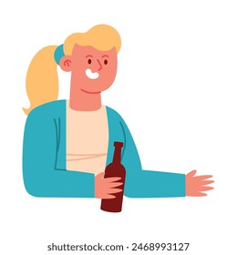 woman drinking beer comic cartoon