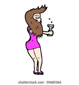 woman drinking cartoon