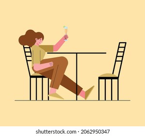 woman drinking cocktail scene character