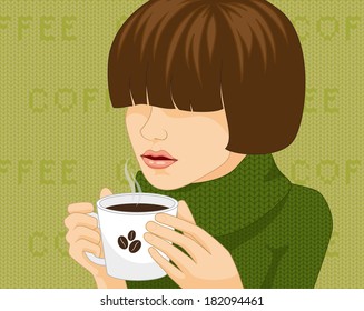Woman drinking coffee
