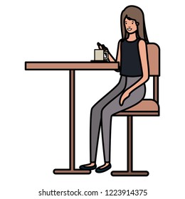 woman drinking coffee in the dining room