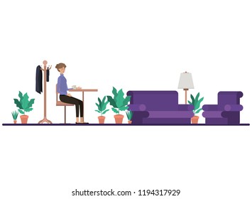 woman drinking coffee in the living room