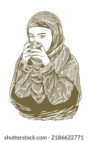 woman drinking coffee vector illustration