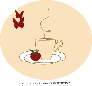 Woman drinking coffee. Coffee vector one illustration.