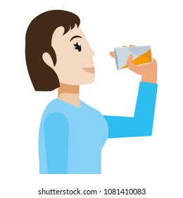 woman drinking healthy water in the bottle