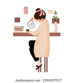 Woman drinking hot tea at home
