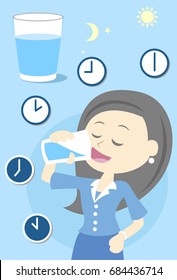 Woman drinking water all day